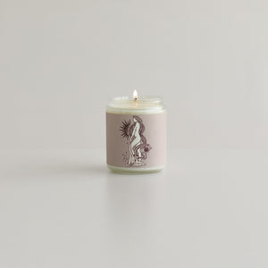 virgo astrology zodiac sign with woman on soy wax candle 