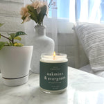 soy wax candle scented in oakmoss and evergreen 
