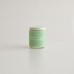 nontoxic soy wax candle made with clean ingredients. show is the blood orange and cucumber scent 