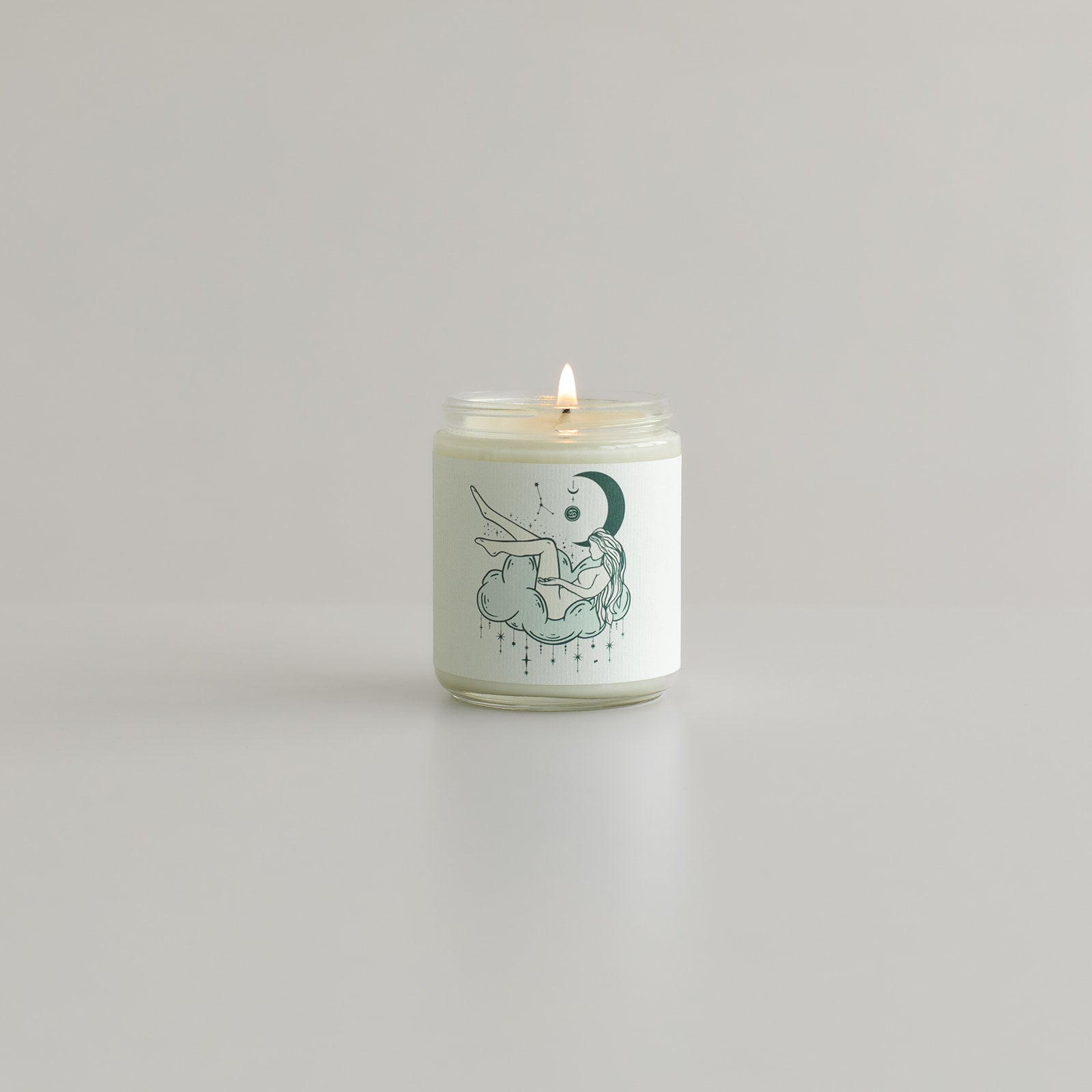 Cancer astrology candle zodiac woman on a cloud made with soy wax by wax crescent